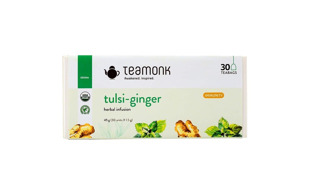 Teamonk Global Tulsi-Ginger Herbal Infusion    Pack  45 grams